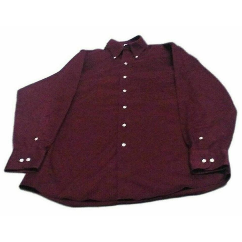 IZOD Men's Shirt Casual/Dress L/Sleeve Cotton Blend Burgundy Regular 15.5 /32-33 - Picture 3 of 14